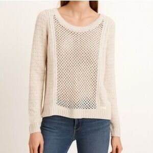 GRG Open Back Knit Sweater Mesh Front Boho Top Coastal Beach Kawaii LA Festival